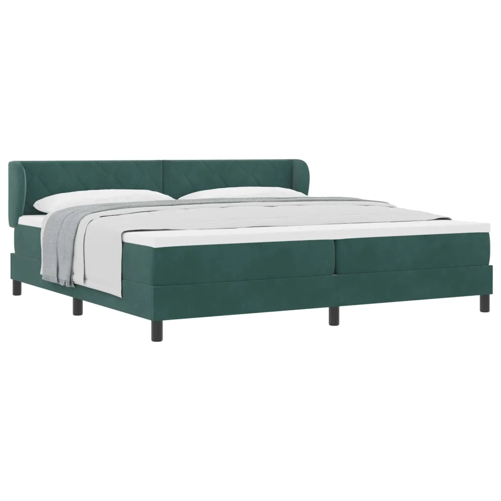 Letto a molle con materasso Verde scuro 200 x 200 cm Velluto 3340463