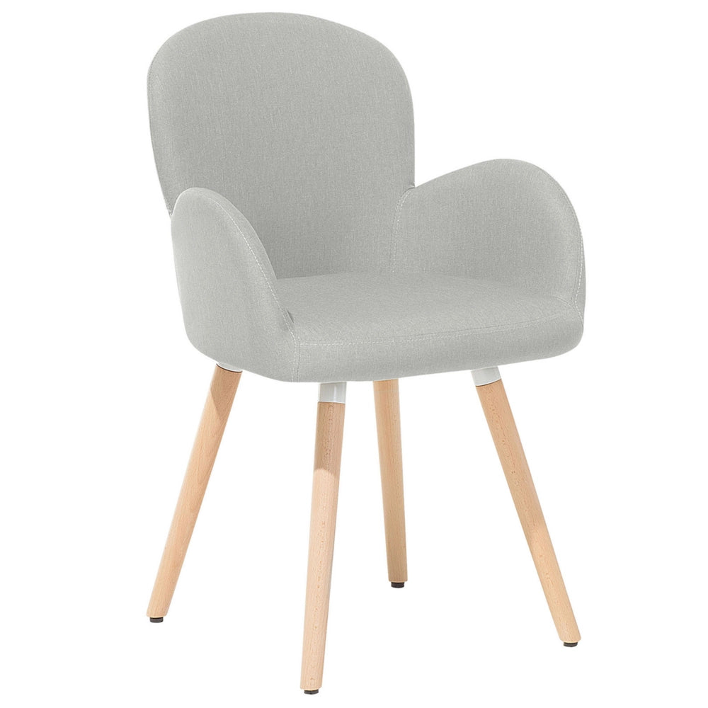 Set di 2 sedie da pranzo rivestimento in tessuto grigio chiaro gambe in legno chiaro stile moderno eclettico