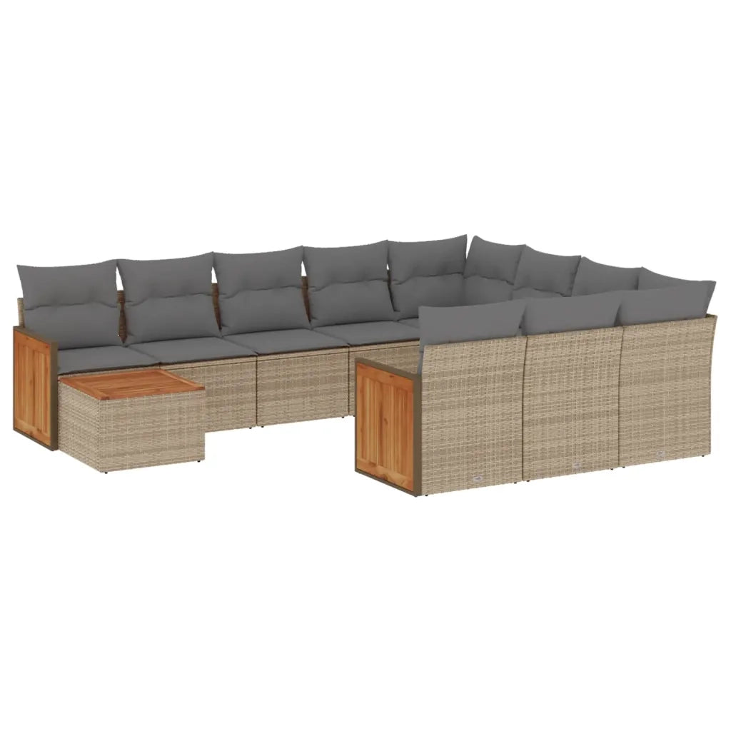 Set Divani da Giardino 11 pz con Cuscini Beige in Polyrattan 3228047