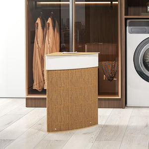 Cesto Portabiancheria Angolare da 55L con Sacco Rimovibile 35x35x60 cm in Vimini e Bambù Marrone
