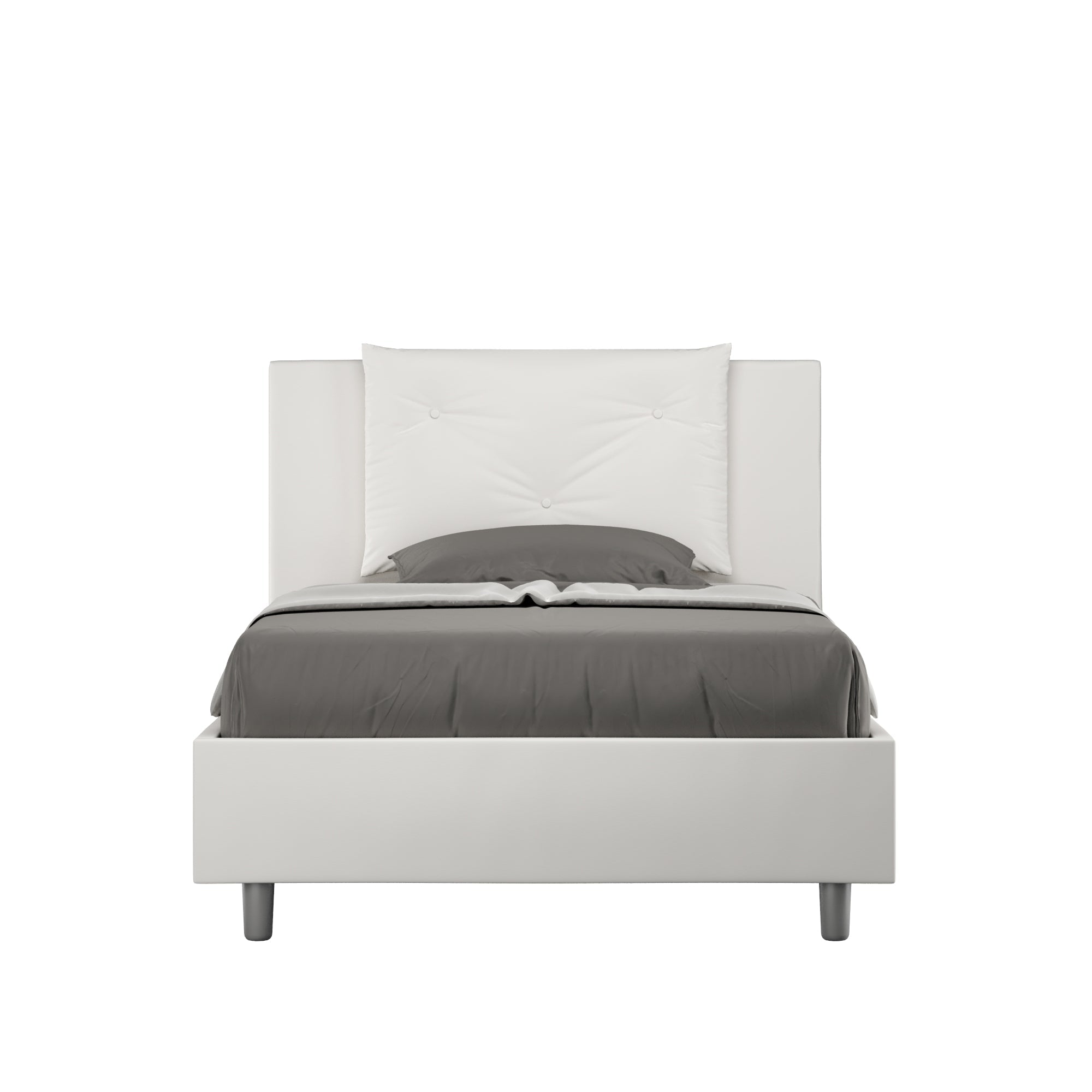 Letto 1 Piazza e Mezzo 120x190 cm con Rete e Contenitore Appia Bianco