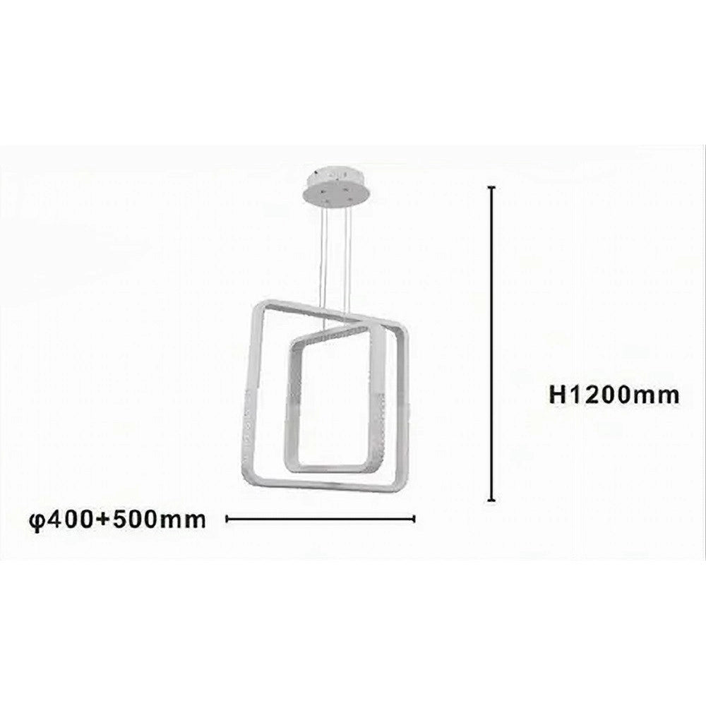 Trade Shop - Lampadario A Sospensione Led 64w Quadrati Effetto Cristallo Moderno Bianco 32187 -