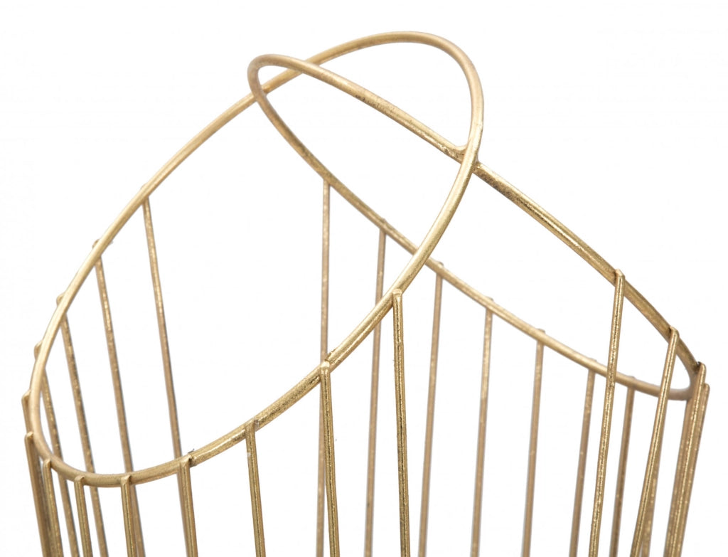 Portaombrelli struttura in acciaio dorato, con linee minimali, colore oro, Misure 23 x 68,5 x 26,5 cm