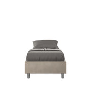 Letto singolo con rete imbottito 80x210 microfibra sabbia Azelia