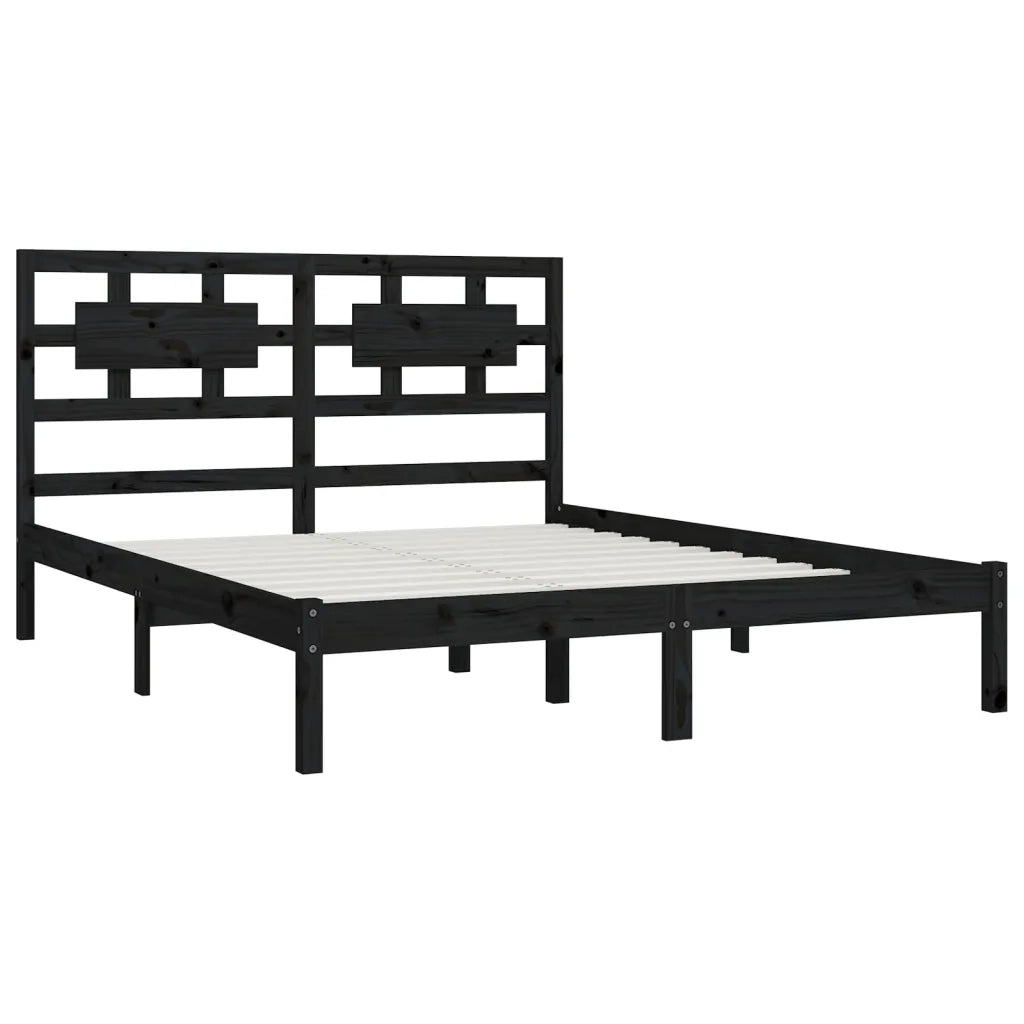 Giroletto Nero in Legno Massello di Pino 200x200 cm 3107377