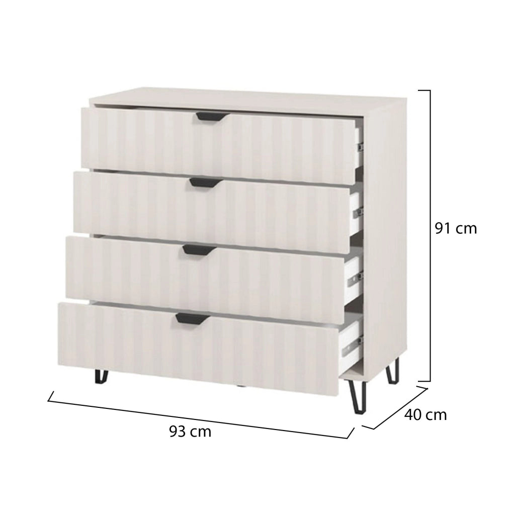 Maggiora, Cassettiera 4 Cassetti, 93x40x90.5h cm Bianco