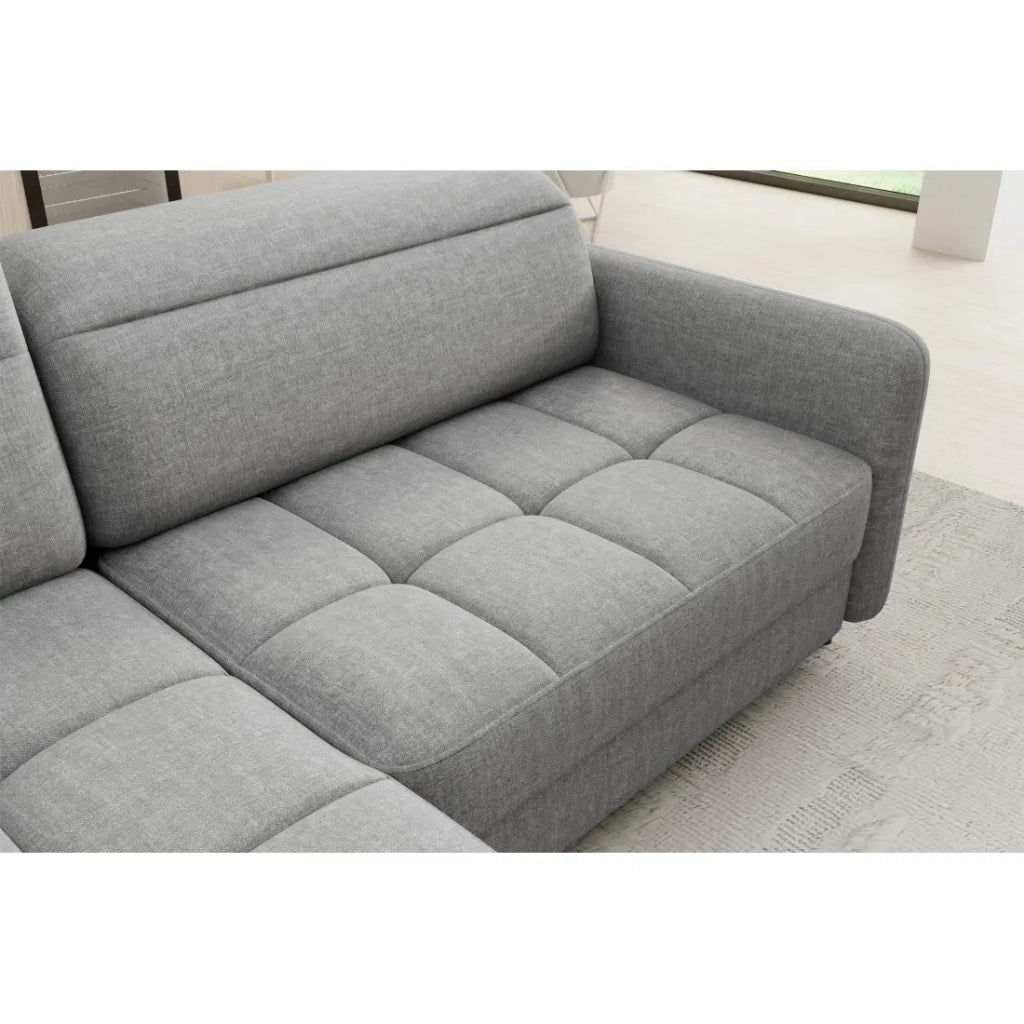 Divano angolare sinistro convertibile BARNEA 208 cm grigio chinato con contenitore