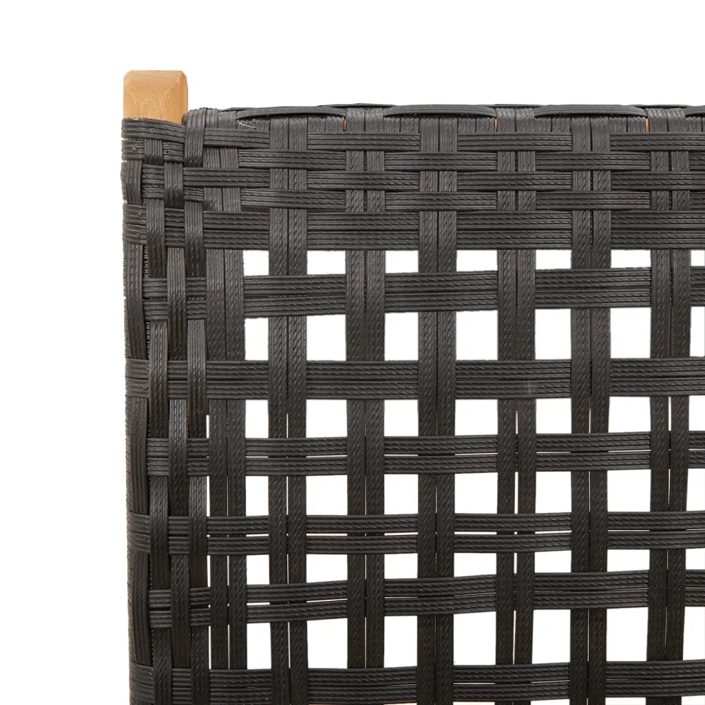 Sedie Giardino Reclinabili 4 pz | Sedie da Esterno Nere Polyrattan e Legno Massello