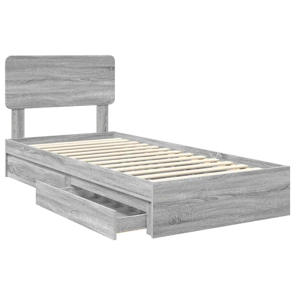 Letto con Contenitore con testiera Grigio Sonoma 90 x 190 cm 3412323