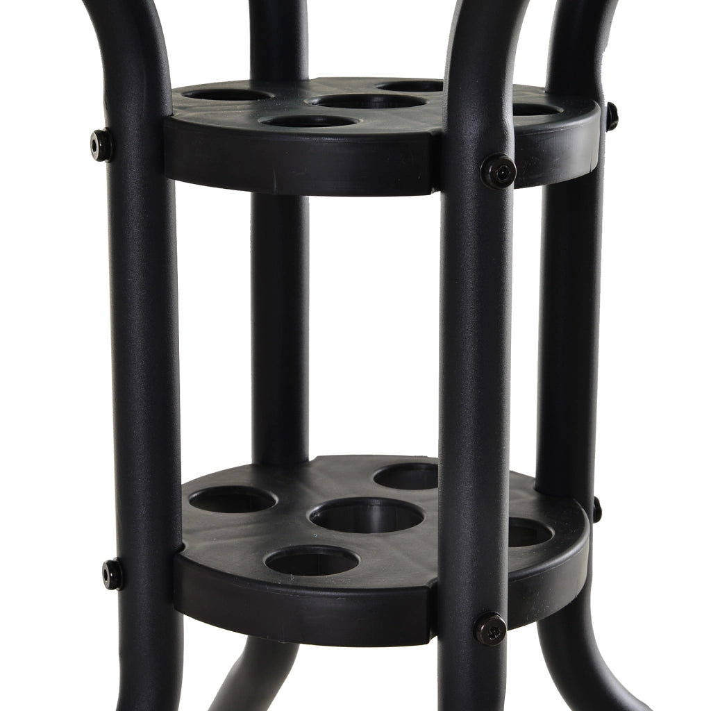 Tavolo da giardino rotondo in vetro temperato con foro ombrellone ¨C zephmum ¨C Nero ?80x72 cm