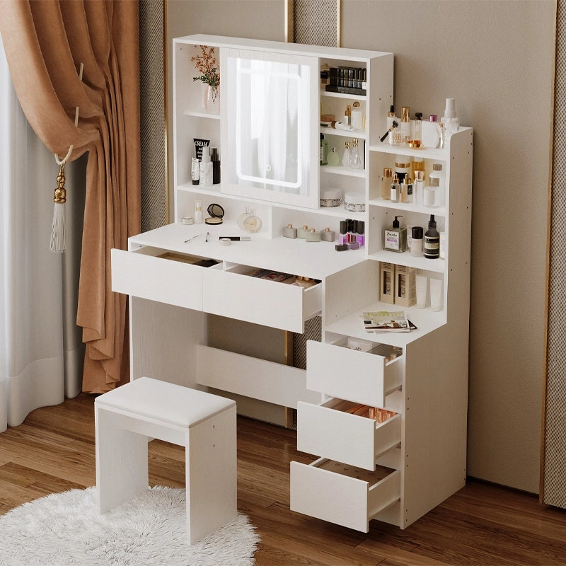Toeletta da trucco + sgabello da trucco con specchio LED in stile glamour loft