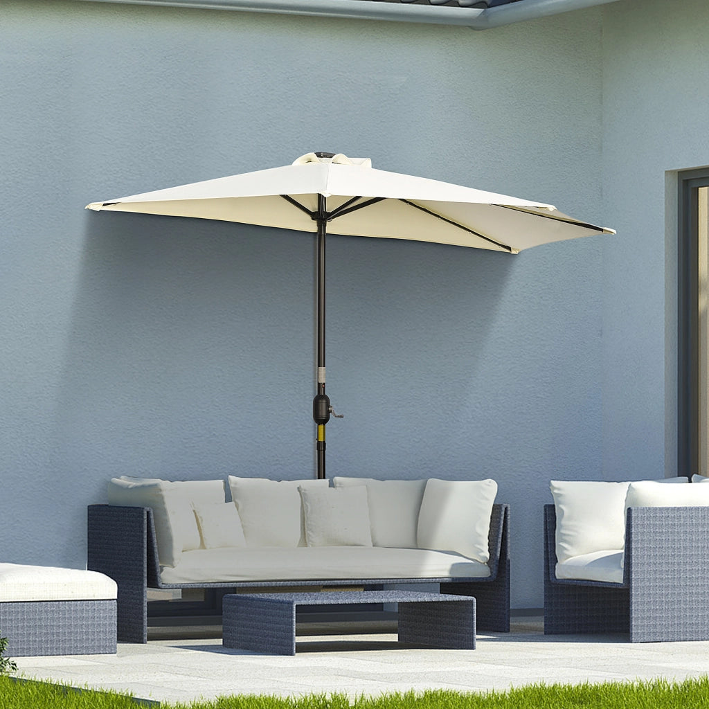 Ombrellone da giardino semicircolare con pannello solare e LED ¨C zephmum ¨C beige 270x135x240 cm