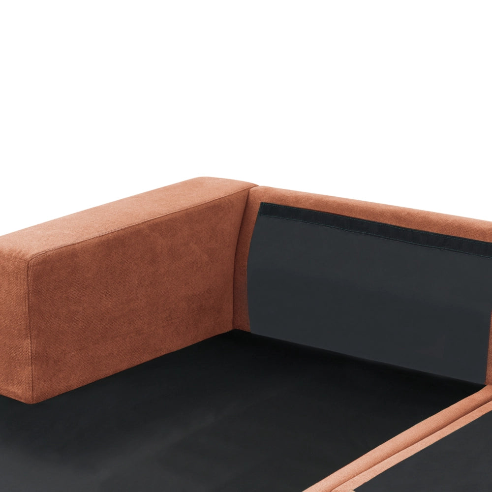 Divano angolare lato destro in Tessuto imbottito rosso chiaro con Cuscini 3 posti stile moderno minimalista