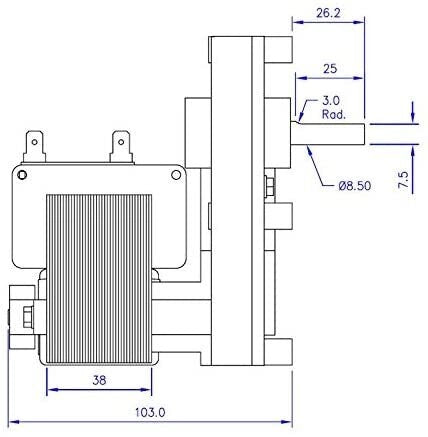 Ricambistufeapellet Mellor Motoriduttore stufa pellet T3 al. 220VAC 4,75 Rpm Pacco 38 Albero 8,5 mm FB1137 ex FB1079