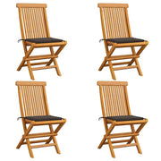 Sedie da Giardino e Cuscini Grigio Talpa 4 pz Massello di Teak cod mxl 6190
