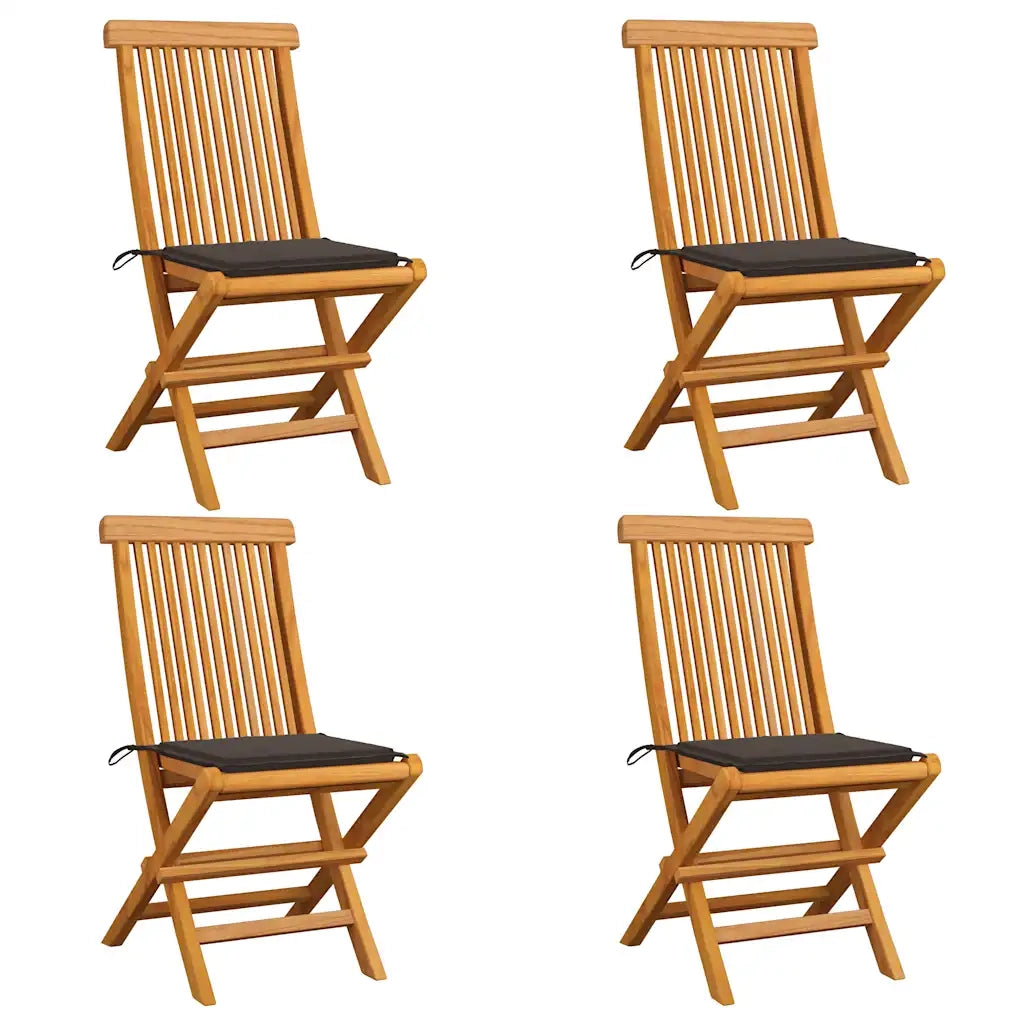 Sedie da Giardino e Cuscini Grigio Talpa 4 pz Massello di Teak cod mxl 6190