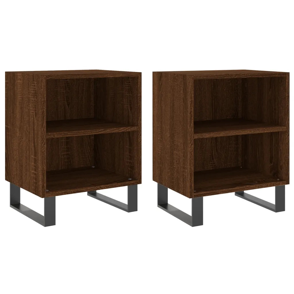 Set di 2 Comodini | Armadio da Notte | Mobiletto da notte Rovere Marrone 40x30x50 cm in Legno Multistrato