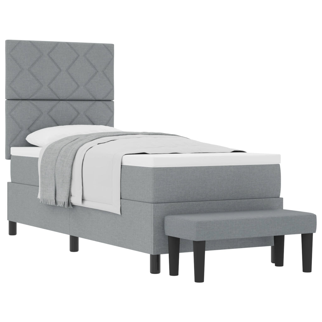 Letto a Molle con Materasso & Panchina Grigio Chiaro 80x200 cm Tessuto