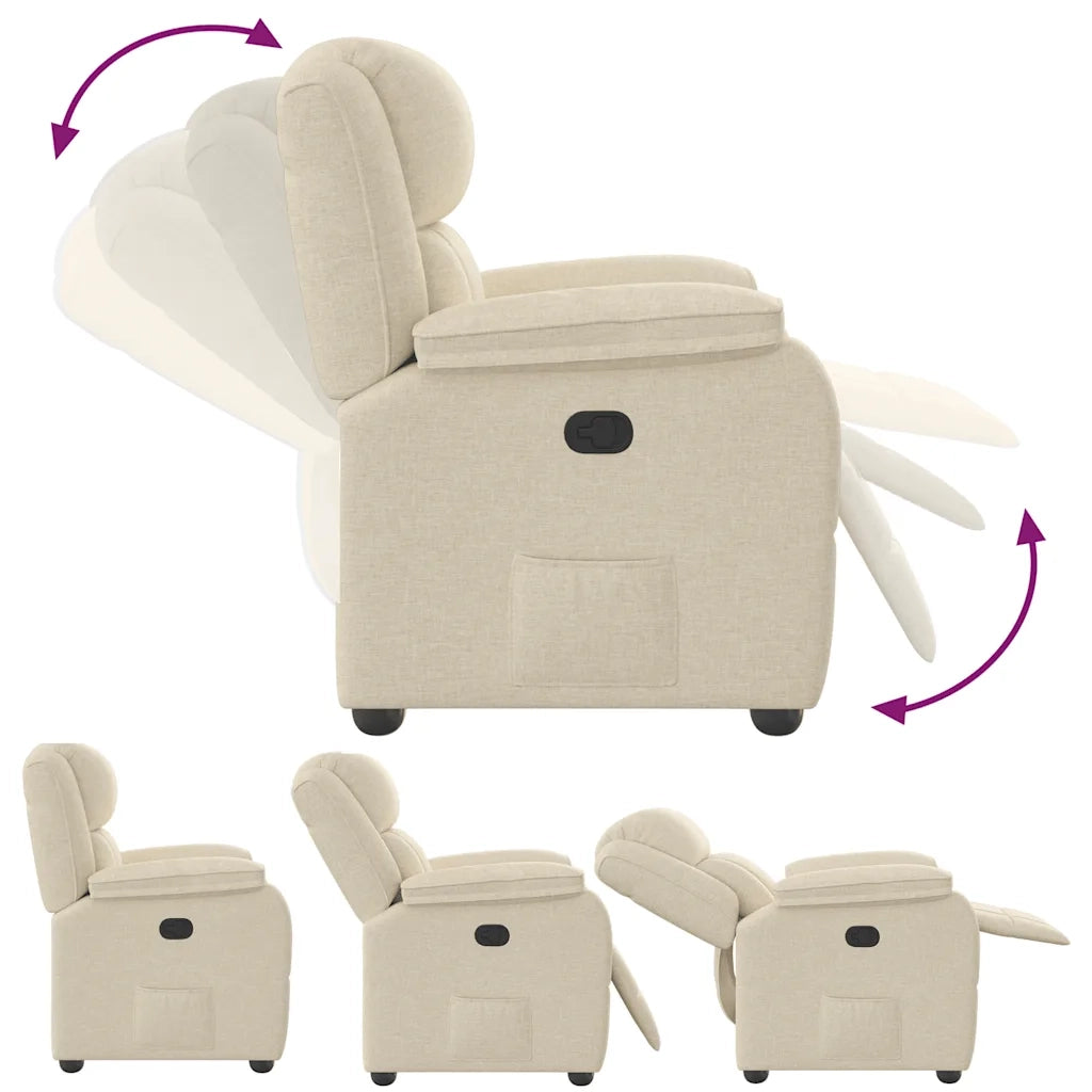 Divano Sedia-Poltrona Reclinabile in Tessuto Crema 158249