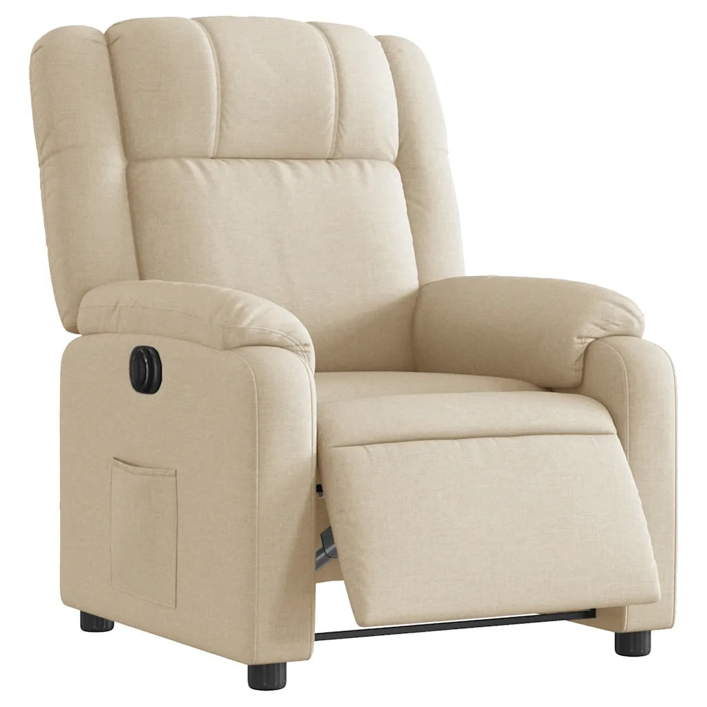 Poltrona Elettrica Reclinabile-Divano Sedia Crema in Tessuto 261774