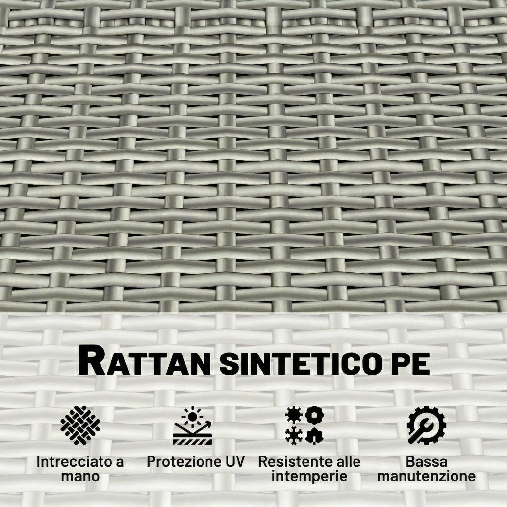 Panca Giardino 2 Posti ¨C Zephmum ¨C Rattan con Cuscino Grigio Chiaro 170L