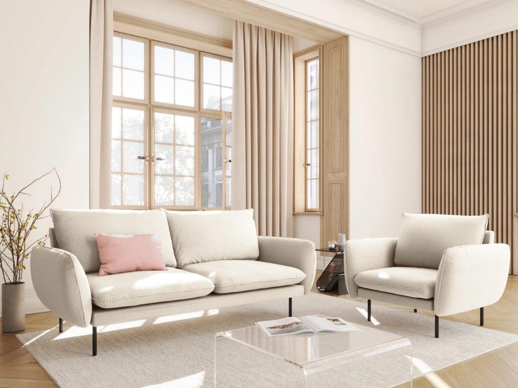 Cosmopolitan Design - Divano "Vienna" 2 posti in bouclé beige 