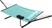 Hangmat extra grande per 2 persone con asta di allargamento tela di cotone robusto telaio in acciaio - giardino interno e esterno, campeggio, sedia a dondolo, terrazza.