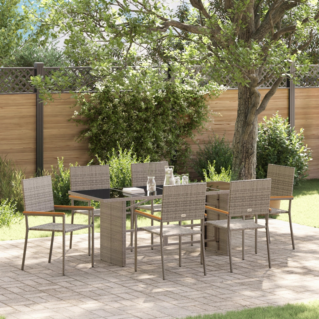 Set pranzo giardino  7 pezzi grigio polyrattan