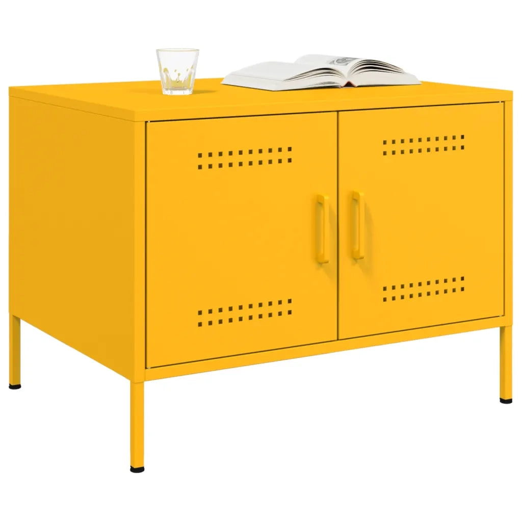 Tavolino da salotto | Tavolino da caff¨¨ | Tavolino da Soggiorno Giallo Senape 68x50x50,5 cm in Acciaio