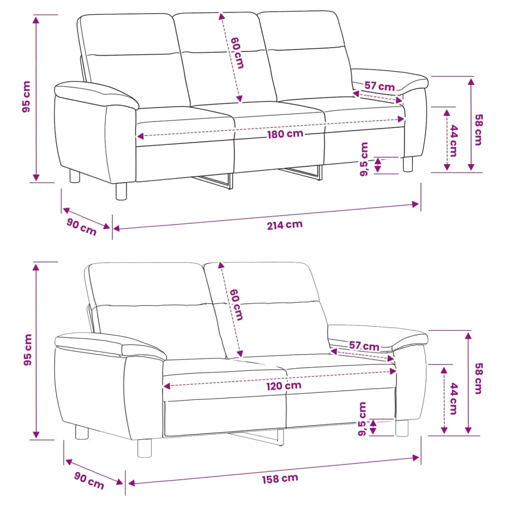 Set di divani 2 pcs Bianco Tessuto 3430700