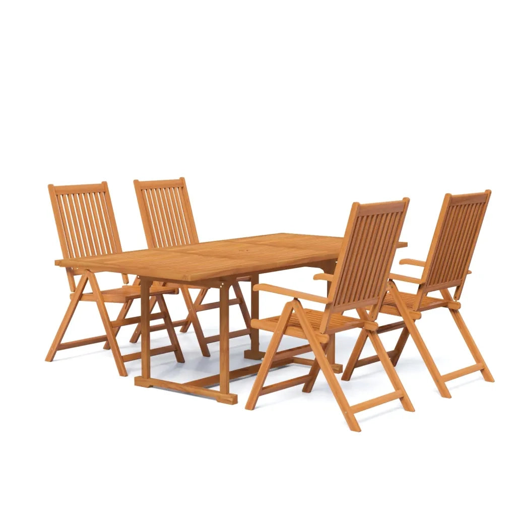 Set Mobili da Pranzo da Giardino 5 pz Legno Massello di Acacia cod mxl 39433