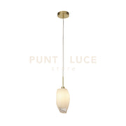 Rocky 1Lt Pendente, Metallo Ottone Satinato e Vetro