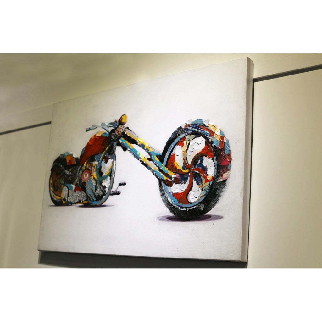 Quadro dipinto a olio su tela Chopper 60x90 cm — fatto a mano