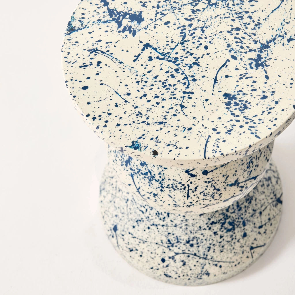 Tavolino da divano in acciaio smaltato, motivo maculato, 47cm, blu
