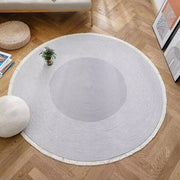 Tappeto di cotone circolare - mat per gatti - tappeto decorativo macchinabile con frange per camera da letto dei bambini, ingresso e letto - piccolo e multifunzionale (diametro 45 cm) - grigio - 45cm