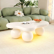 Tavolino da salotto a forma di nuvola con LED 16 colori; 95x62;5x32 cm; bianco in MDF