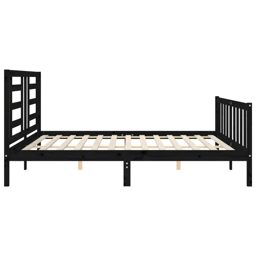 Giroletto con Testiera-Struttura Letto con testiera Nero 200x200 cm in Legno Massello 457410