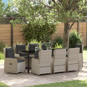 Set da Pranzo Giardino  9 Pezzi Grigio Chiaro Polyrattan