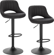 Set di 2 Sedili Bar con Schienale - Sedile Bar con Schienale in Pelle - Sedili Bar con Schienale e Tappeto - Sedili Bar con Schienale e Tappeto - Sedili Bar con Schienale e Braccioli - Nero