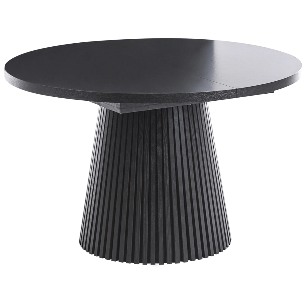 Tavolo da pranzo allungabile gambe a coste legno di frassino nero 120/160 x 75 cm stile moderno industriale