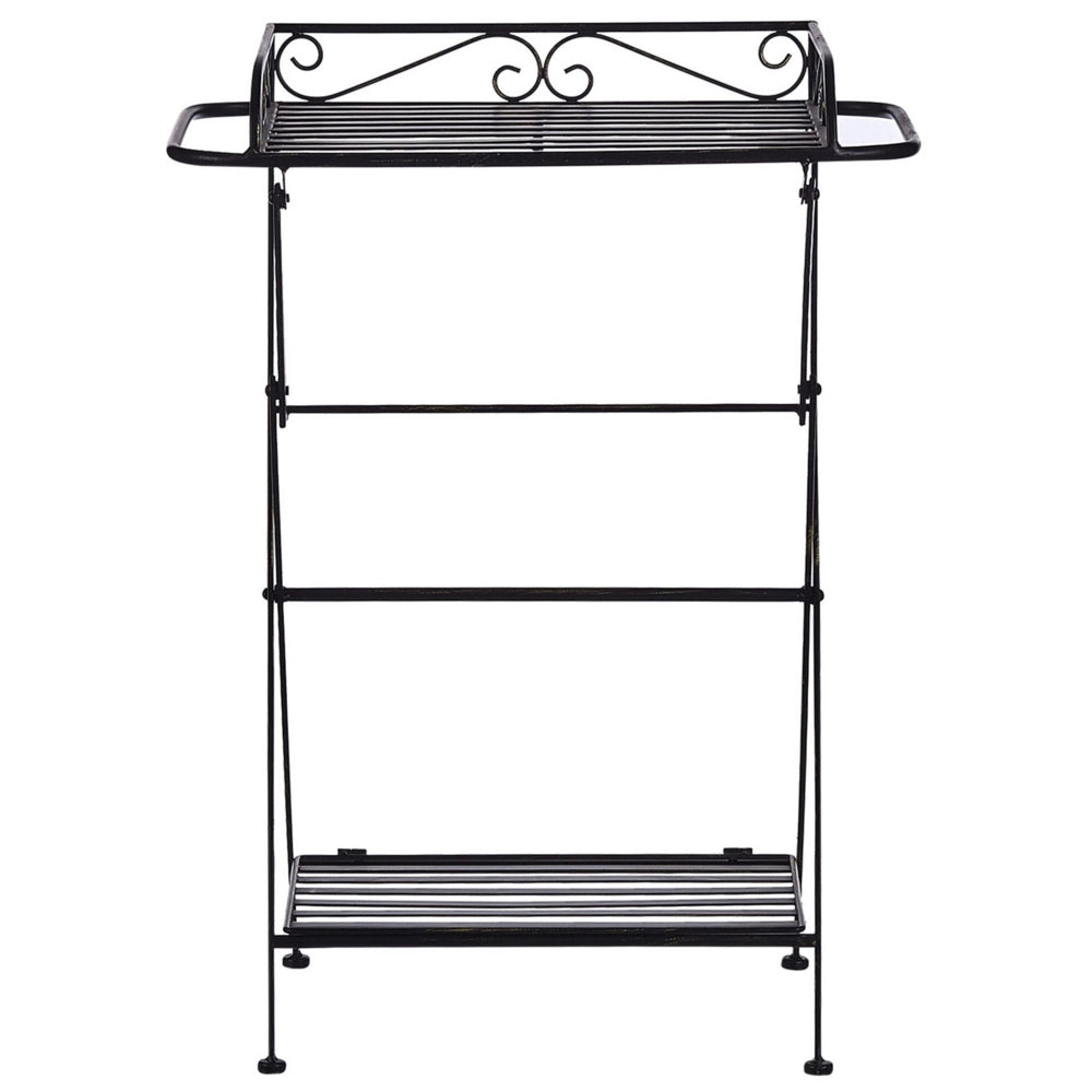 Tavolino in metallo Nero 40 x 35 cm ripiano in filo metallico pieghevole con ripiano design vintage vittoriano