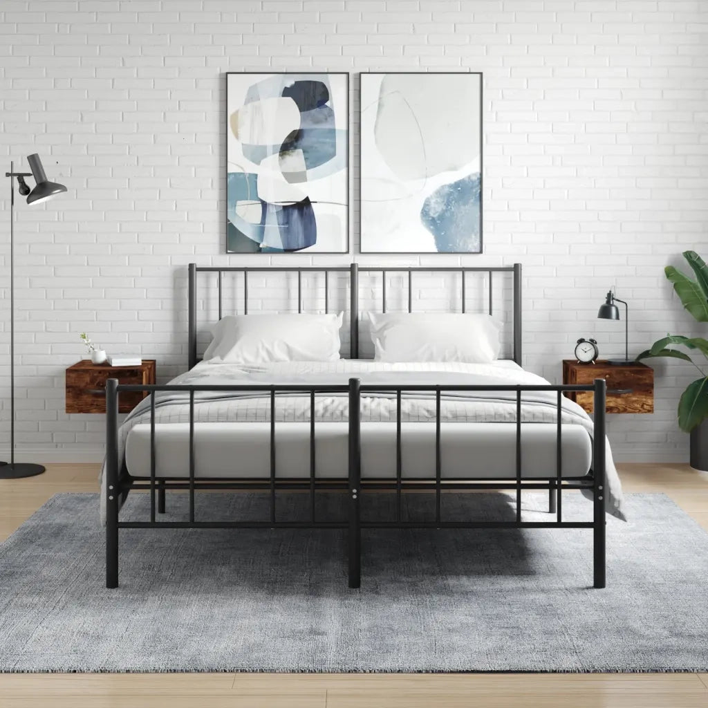 Comodini a Muro 2 pz-Set di 2 Tavolino da notte Rovere Fumo 35x35x20 cm 589805