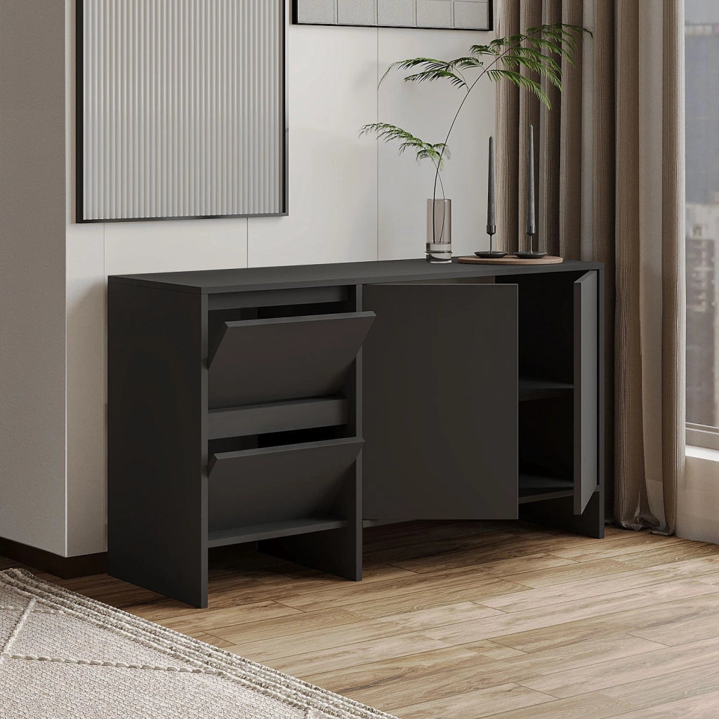 Credenza in legno "Laris 130" - 130 x 44 x 82 cm - Grigio antracite
