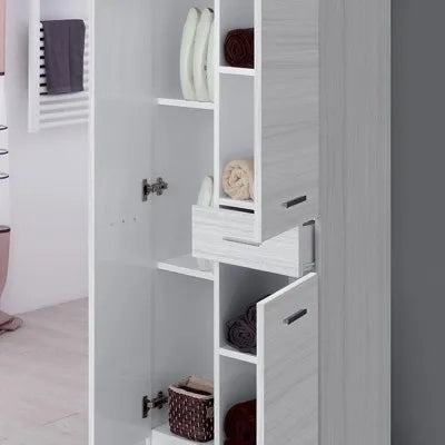 Colonna bagno d'appoggio 60x150 cm grigio con ante e cassetto Desya