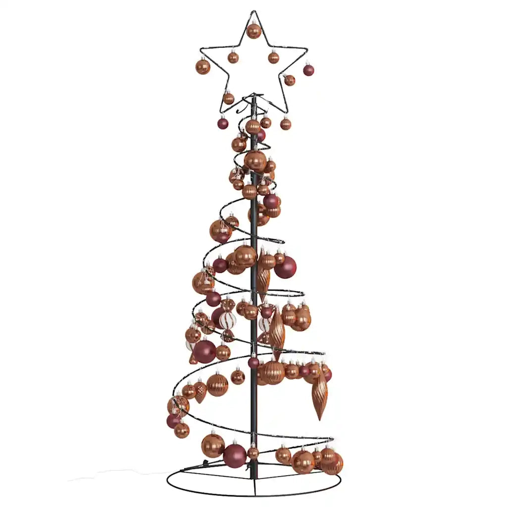 Albero di Natale a LED con Palline 80 LED Bianco Caldo 120 cm 3318559