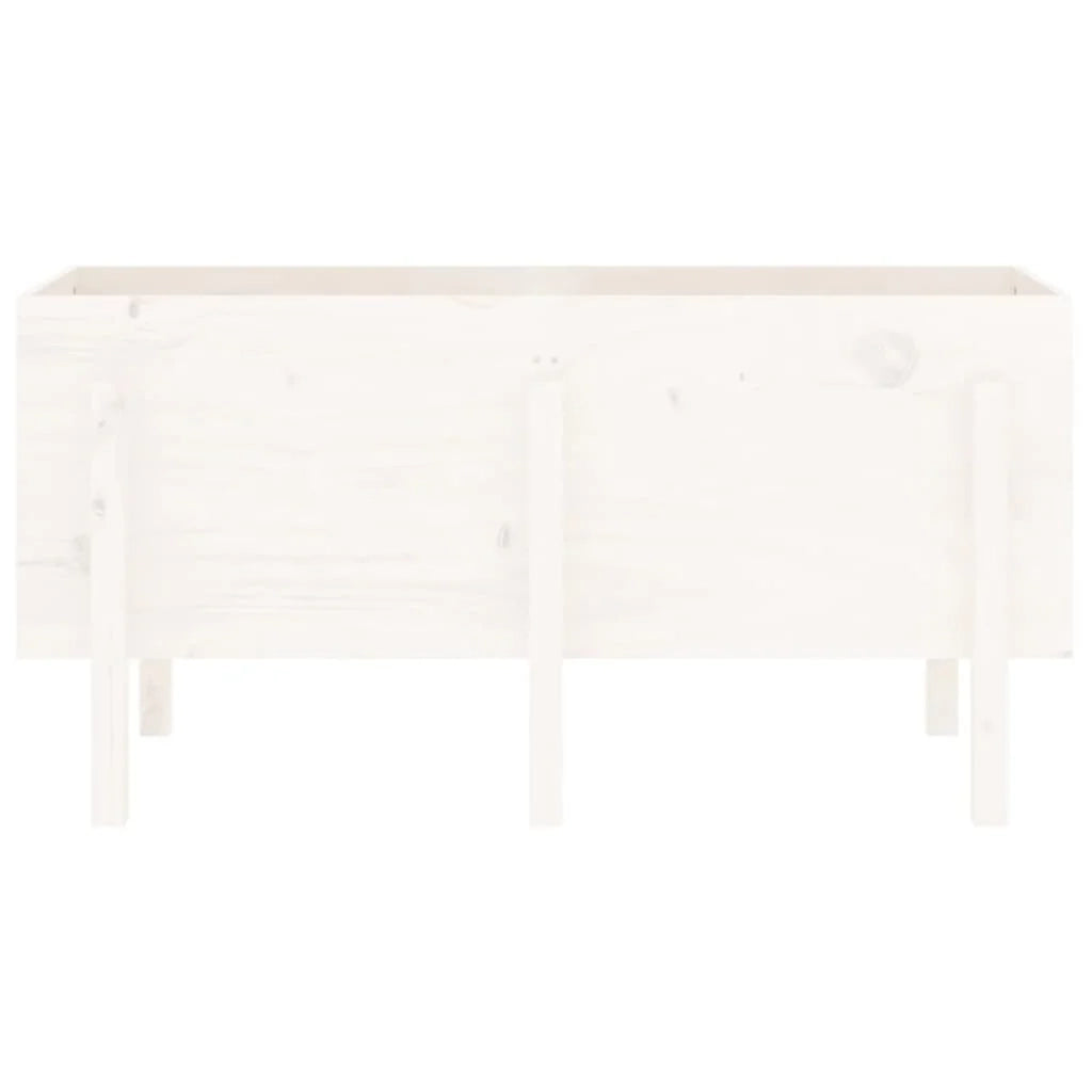 Fioriera rialzata per piante e fiori adatta a terrazze e giardini 121 x 50 x 57 cm legno di pino massiccio bianco 02_0039356