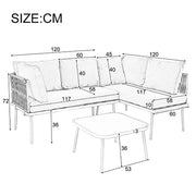 Set da giardino in L - Xylo - Grigio con cuscini e piedi regolabili