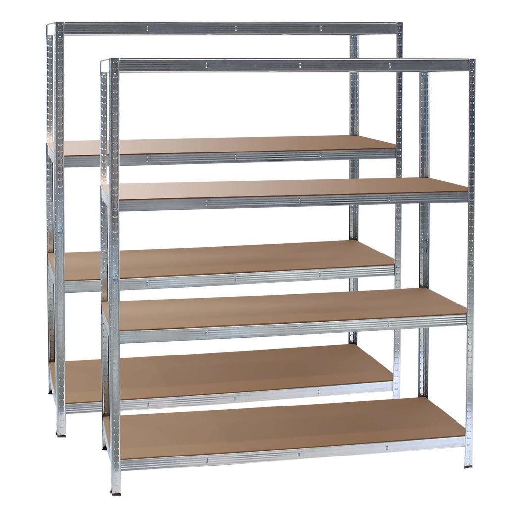 Set 2x Scaffali zincati a incastro per carichi pesanti 160x60x180cm 4 ripiani 175kg/piano