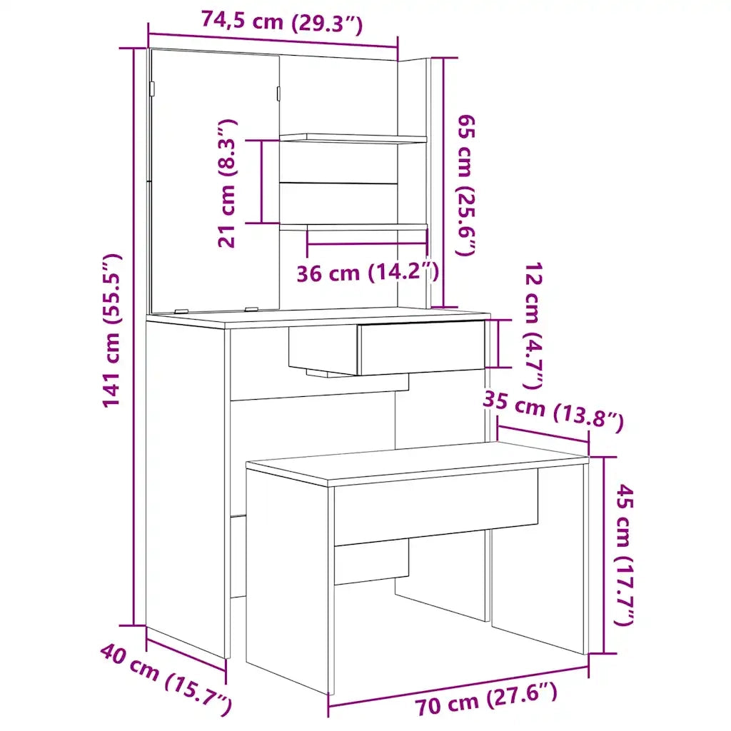 Set Toeletta Rovere Artigianale in Legno Multistrato