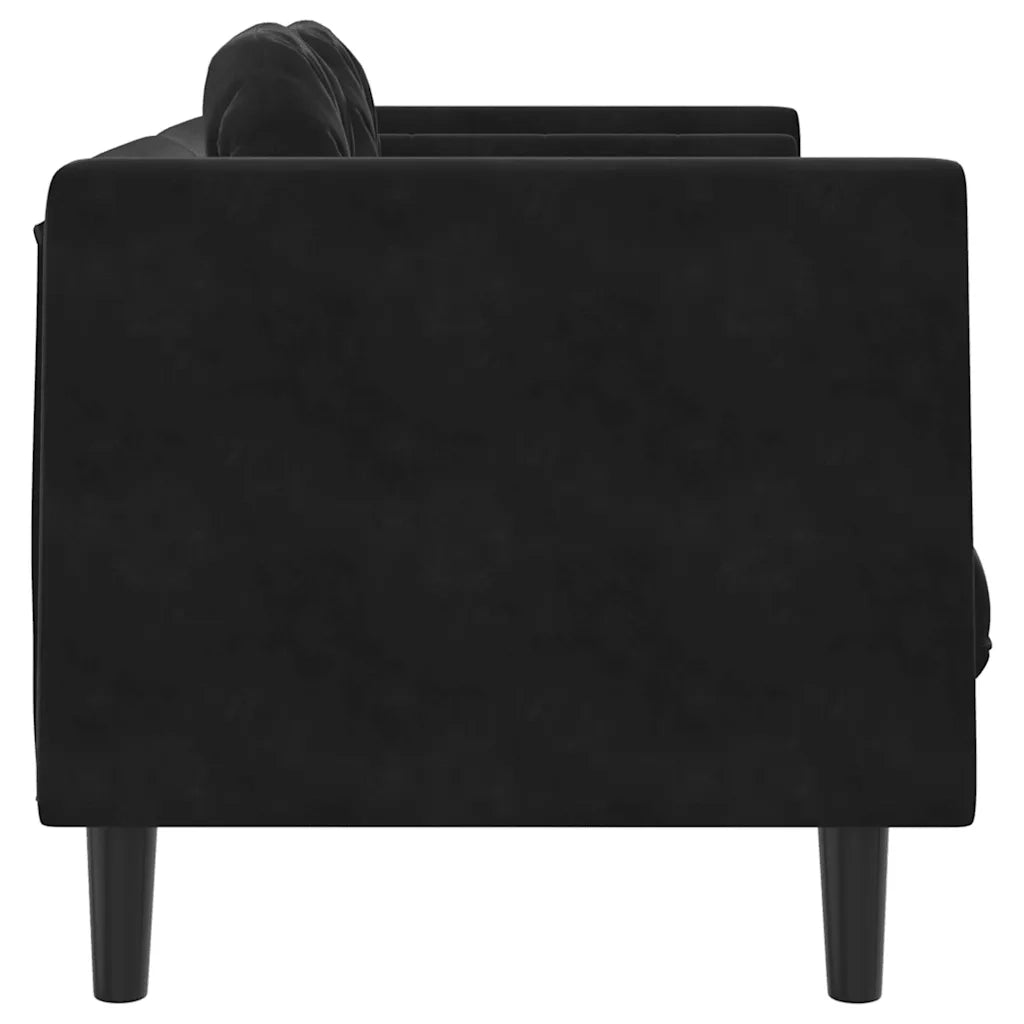 Divano a 2 Posti con Cuscini-Sofa 2 Posti con Cuscini Nero in Velluto